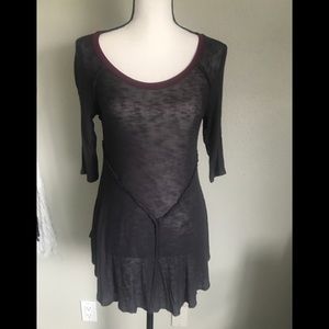 Free People Distressed Hem  3/4 Sleeve Top Worn Once!